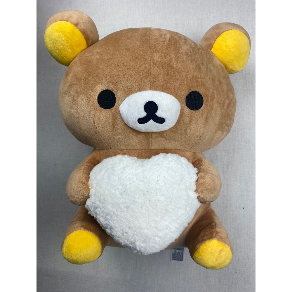 Rilakkuma San-X Brown Bear Plush with White Fuzzy Heart 12 Inch Stuffed Toy